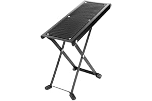 Guitar Foot Stool,4 Adjustable Height Levels Anti-Slip Metal,Comfortable Foot Rest Stool,Solid Support for Guitarists Musicia