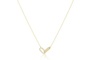 Freekiss Gold Pendant Necklace for Women, Dainty Diamond Necklaces for Women Simple 14K Gold Plated Paperclip Choker Necklaces Cute Minimalist Open Oval Necklaces Gold Jewelry for Women Gifts