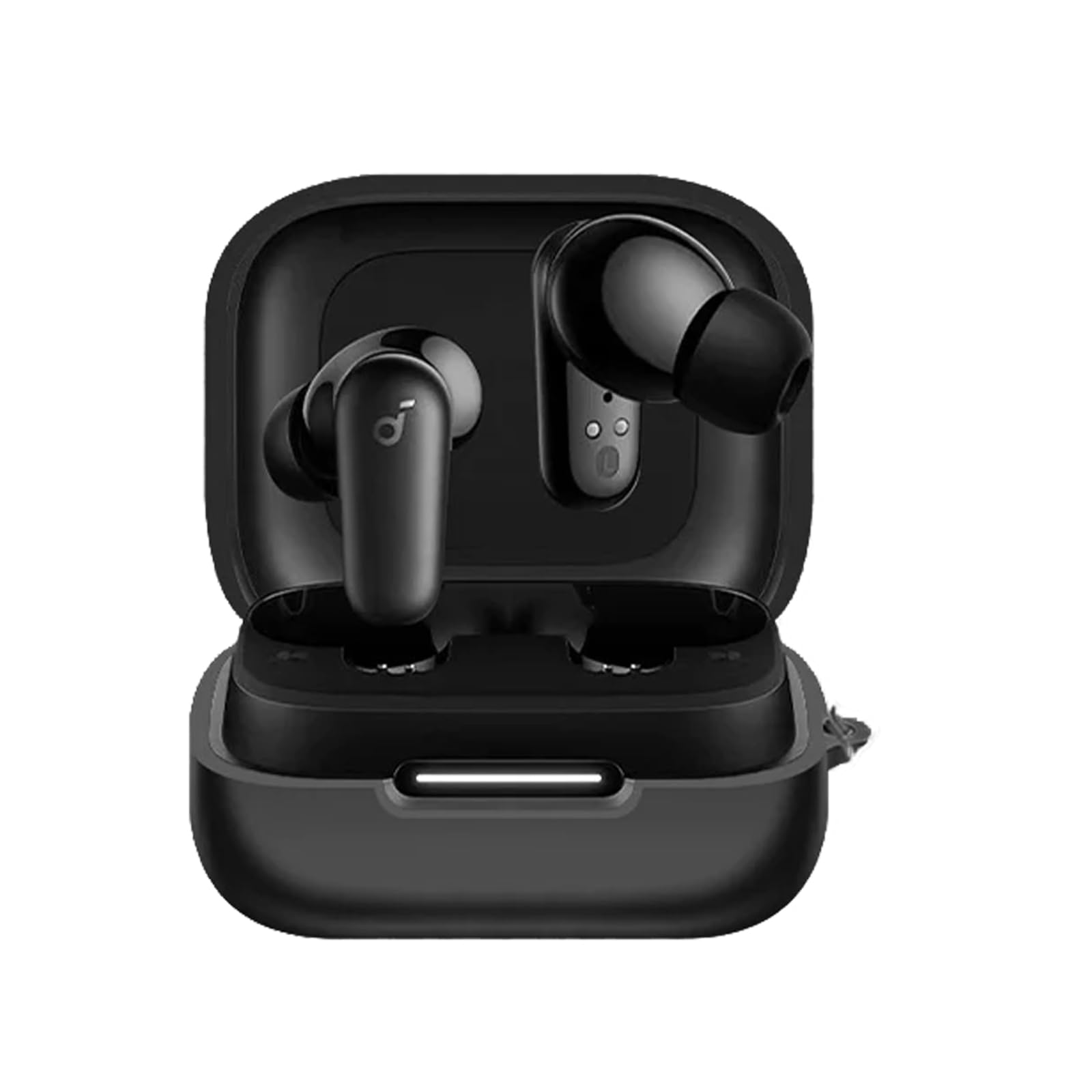 KUSINHOKA Case for Anker Soundcore P30i with Carabiner,Anti-Scratch Premium Soft Silicone Full Protective Case,Shockproof Ultra Slim Headphone Protective Case for Anker Soundcore P30i,Black