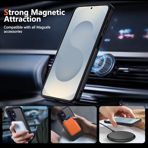 XTCASE Magnetic Case for Samsung Galaxy S25 Ultra 5G [Compatible with MagSafe], Translucent Matte Back Case with Adjustable Stand, Shockproof and Scratch Resistant Protection, Black