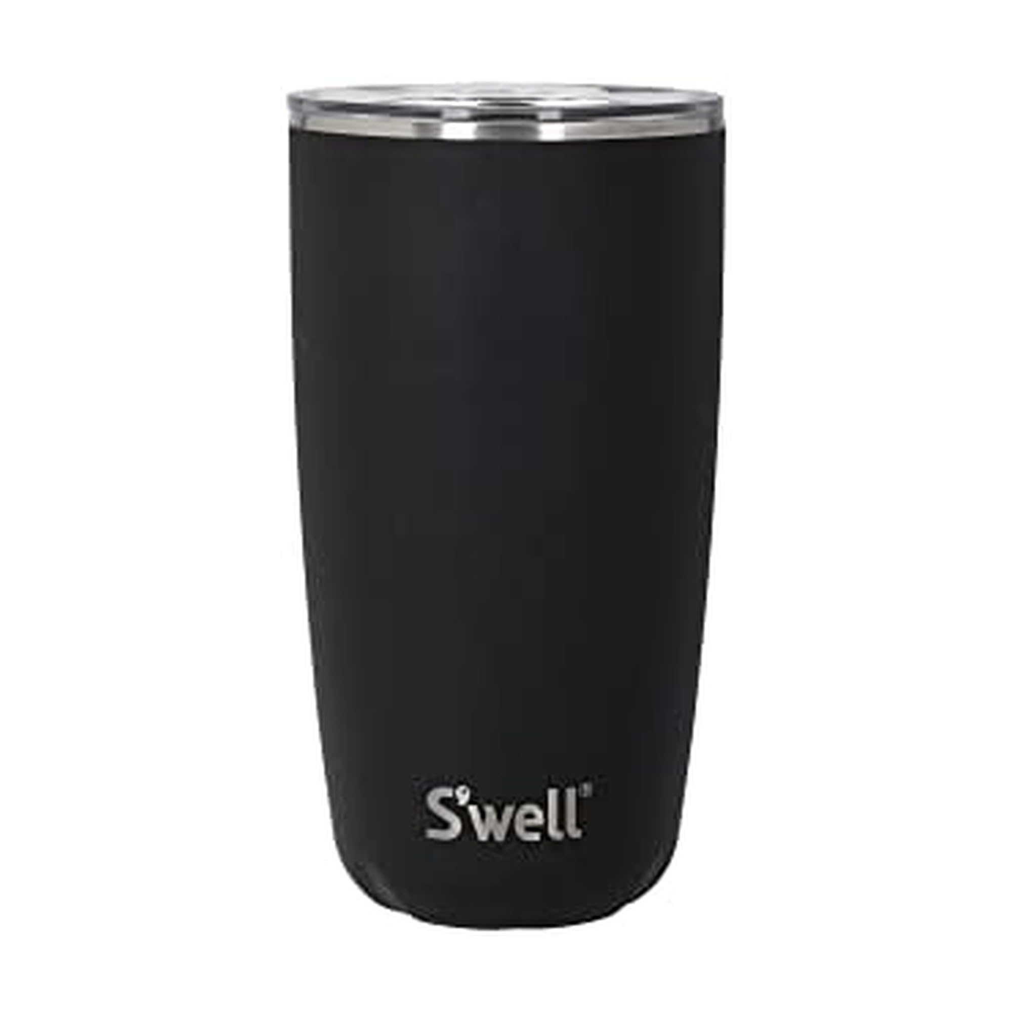 S'well Tumbler with Lid, 530ml, Onyx, BPA/BPS-Free Vacuum Triple-Insulated and Leak-Proof Travel Cup for Hot and Cold Beverages On-The-Go up to 12h Cold/4h Hot, Black