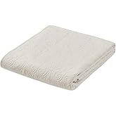 Madison Park Throw Blanket - Reversible Damask Quilting Design, Soft Pre-washed Microfiber, Cotton Filled Spread, Cozy Summer Blanket - Throw for Living Room Couch, Sofa, Bed, Quebec, 60x70", Ivory