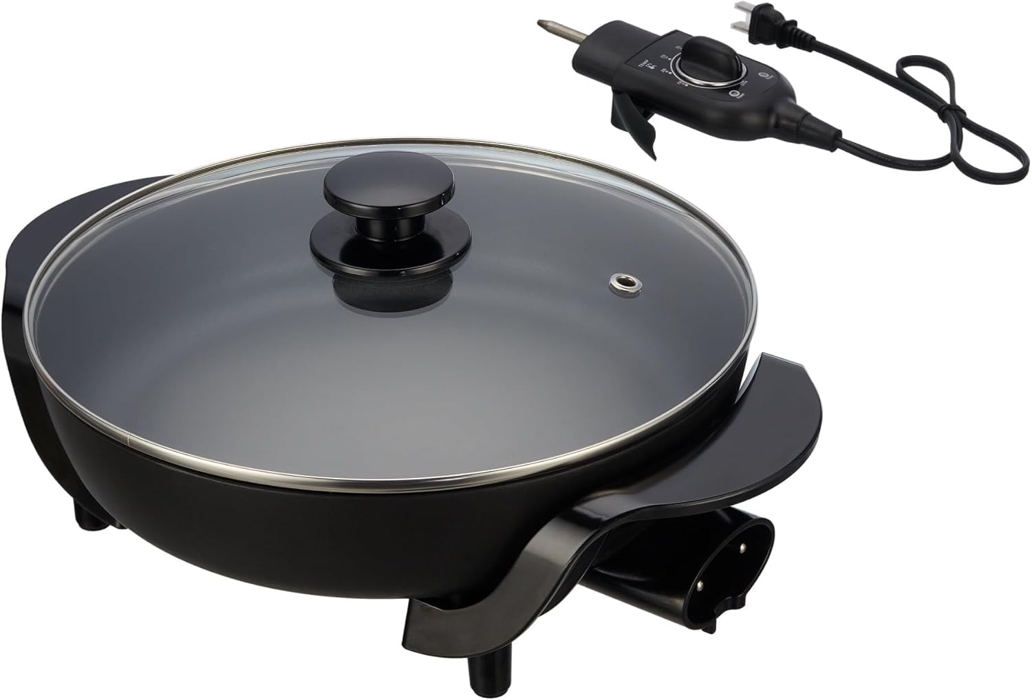 Photo 1 of (MISSING TOP) 12" Round Ceramic Skillet - Black Nonstick Electric Fry Pan with 1200W Power - Removable Temp Control & Dishwasher Safe - For Searing, Frying, Baking