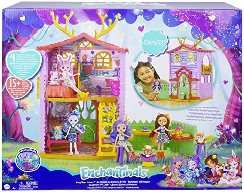 Casa de Veados 2.0 com Boneca Danessa Deer com Casa de Brinquedos, Animais de Estimação e Acessórios, Presente para raparigas e rapazes +4 anos (Mattel HFC41)