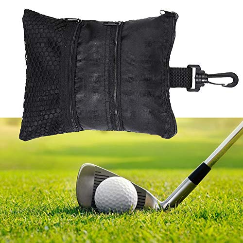 DEWIN Practice Ball Bag, Golf Ball Accessories Multi-Pocket Black Zipper Handbag Bag