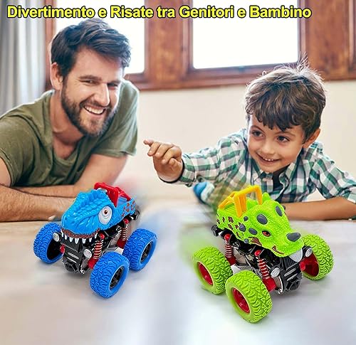 AESTEMON Cars Cars for Children 2 Years, Monster Truck Dinosaurs Trucks Toys Child 2 3 Years Male, Cars Toys Games Baby Gift 2 3 4 5 Years, 2 Pack