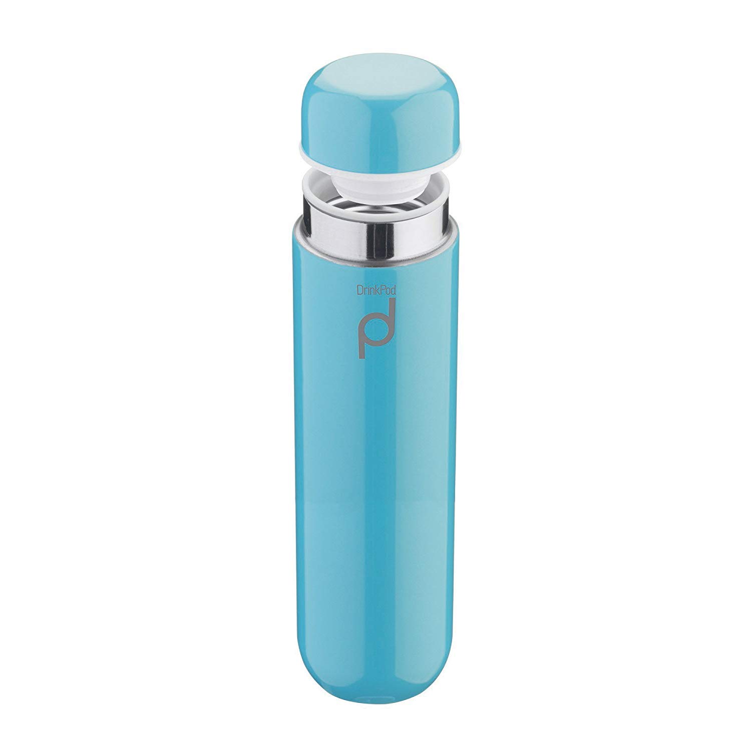 Drink Pod Vacuum Insulated Flask, Stainless Steel, Blue, 300ml