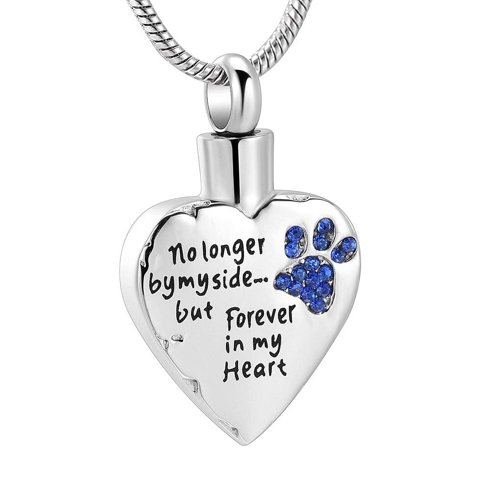 QGJNSGC Pet Cremation Jewellery Stainess Steel Heart Urn Necklace for Ashes Keepsake Ashes Necklace Dog Cat Paw Memorial Urn Pendant for Women Men