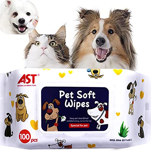 petjanicahome Wet Wipes for Pet Dog Cat Wet Wipe Hypoallergenic Organic Cleaning Wipes for Body, Paws, Ear, Face - Fragrance-Free Hypoallergenic, Natural, (1 Pack / 100 Pieces)