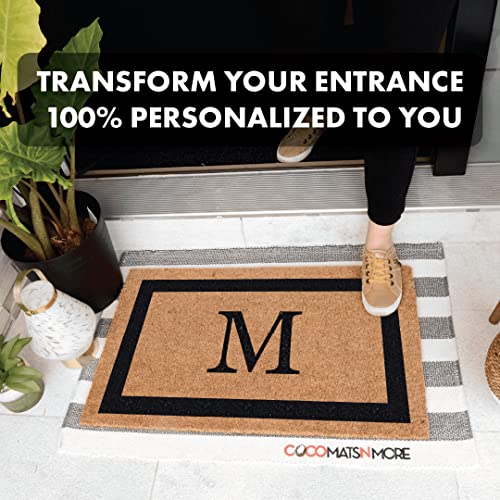 Coco Mats 'N More Black Single Bordered Monogrammed Coco Doormat 18" x