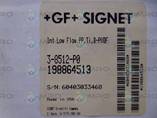 GF Signet 3-8512-P0 Rotor-X Paddlewheel Flow Sensor, Polypropylene Body, Black PVDF Rotor, Titanium Pin, 0.5" to 4", 7"
