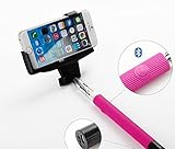 Aggressive Products - Bluetooth Selfie Stick Monopod 3-in-1 Self Portrait with built-in Bluetooth Remote Shutter With Adjustable Phone Holder for iPhone 6, iPhone 6 Plus, iPhone 5 5s 5c, Android (Pink)
