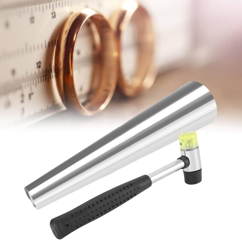 Bracelet Mandrel Round Stainless Steel Jewelry Making Tool with Rubber Hammer for Measuring Shaping Bangle Bracelets Crafting Accessory