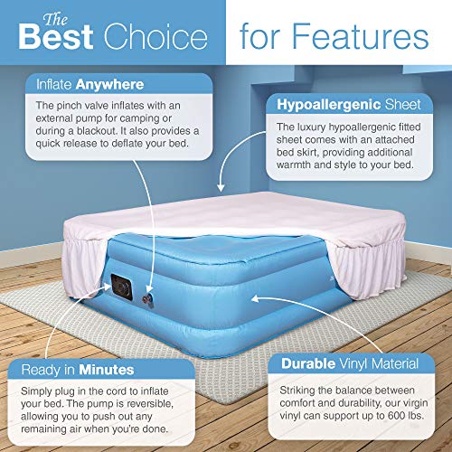 Air Mattress Full Size Best Choice Raised Inflatable Bed with Fitted