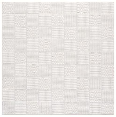SAFAVIEH Washable Rug Outdoor Veranda Collection - 6'7" Square, Ivory & Beige,…