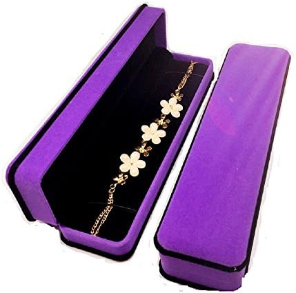 Long Chain Pandent Necklace Box Jewelry Velvet Gift Case (Purple)