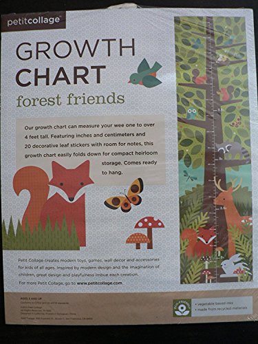 Petit Collage Growth Chart Forest Friends Foldable Wall Decor Eco Friendly