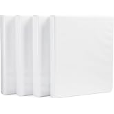 Amazon Basics 3 Ring Binder, 1 Inch D-Ring, Clear Overlay, Pockets for Storage and Organization, White, 4 Pack
