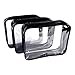 3 Pack Clear Cosmetic Bag Medium Size Travel Case Waterproof Zipper Toiletry Organizer - Black