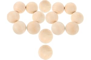 SUPVOX 15 Pc Wooden Non-Bounce Hockey Balls Hardwood Swedish Stickhandling Floorball Training Equipment for Floor Skills