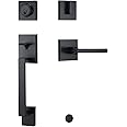 dairazan Modern Matte-Black Front Door-Handle - Entry Door Lock with Single Cylinder Deadbolt,Exterior Door Lever Set 3 Keys,Reversible for Left and Right Hand Door