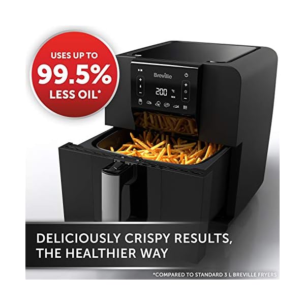 Breville-Halo-Air-Fryer-Digital-Air-Fryer-Oven-55-Litre-Fry-Bake-Roast-and-Grill-Black-VDF126 Breville Halo Air Fryer | Digital Large Air Fryer Oven | 5.5 L | Fry, Bake, Roast & Grill | 1700 W | Energy Efficient…