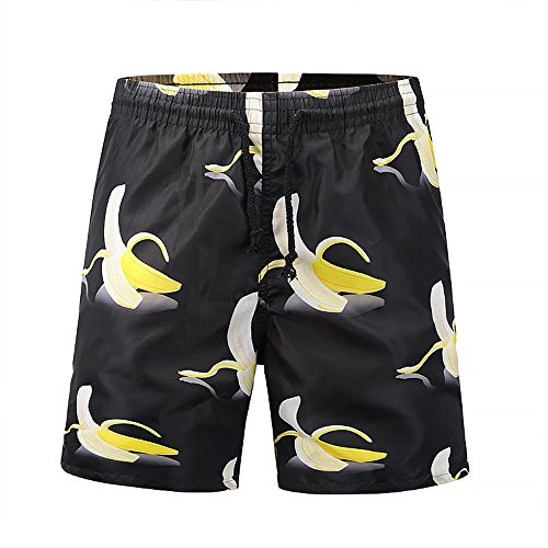 Mlide Mens Plus Size Trouser,3D Banana Graphic,Summer Swim Trunks Quick Dry Surfing Beach Shorts Pants (Small)