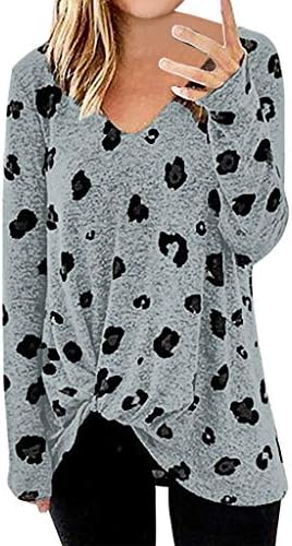 Orfilaly Women's Long Sleeve Printed Tops Casual V Neck Twisted Sweatshirt Pullover Loose T Shirt Blouses Tunic Top