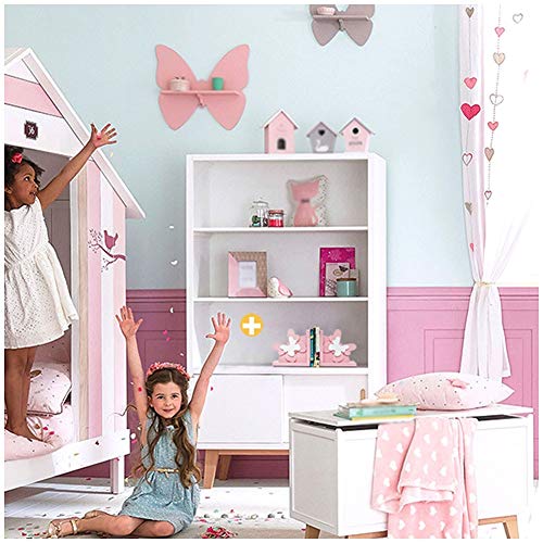 MAGO Cute Butterfly Shape Bookend Shelf for Home Office Library School Study Decoration Gift,Wooden,Pink