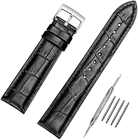 Genuine Calfskin Leather Watch Band Interchangeable Watch Strap Quick Release Buckle with Spring Bar and Spring Bars Bonus 18mm/19mm/20mm/21mm/22mm/24mm