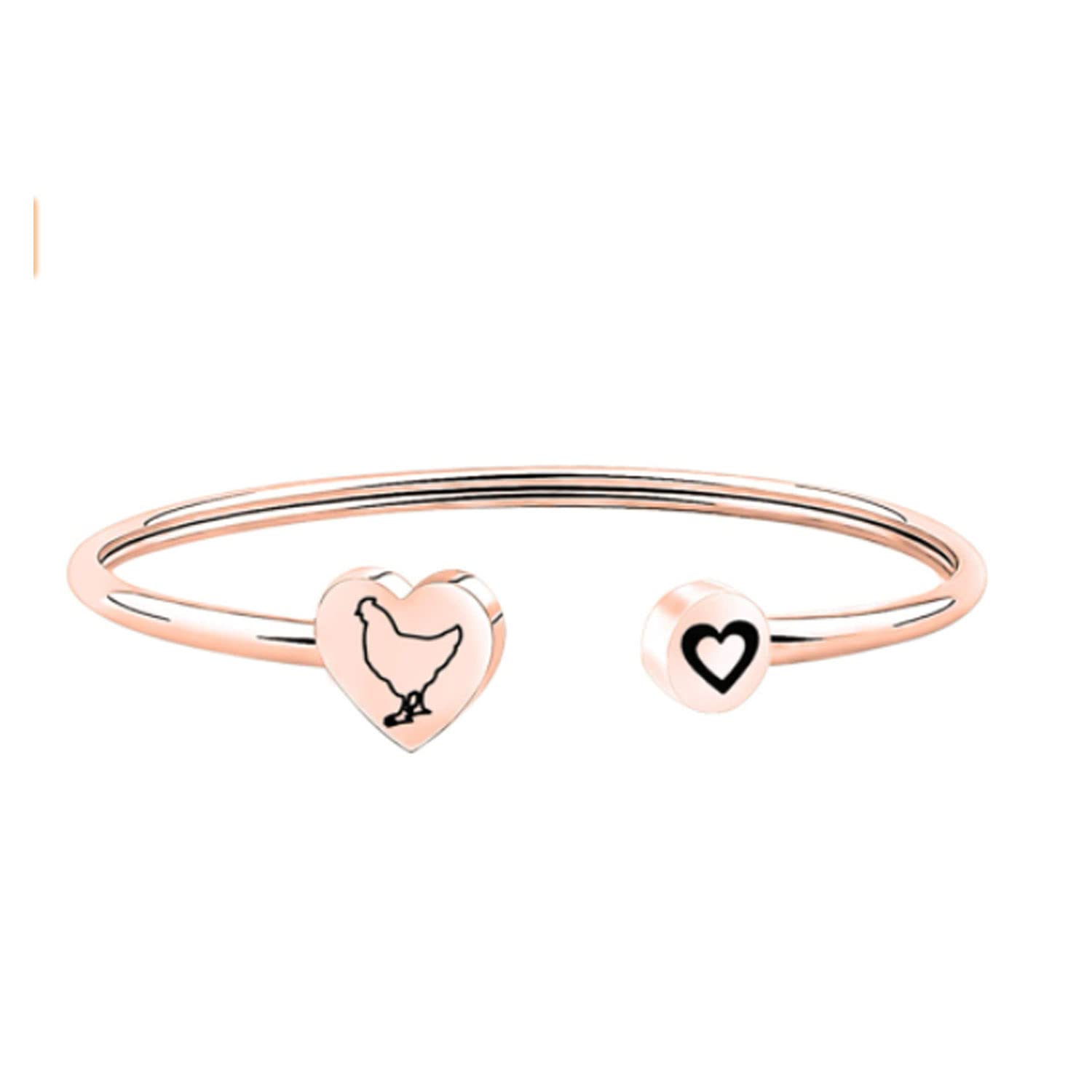 Pet Lover Gift Poultry Lover Gift Chicken Charm Chicken Gifts Chicken Jewelry Bird Cuff Bracelet (Chicken br RG EU)