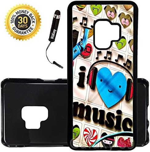 Custom Galaxy S9 Case (I Love Music Cute) Edge-to-Edge Plastic Black Cover Ultra Slim | Lightweight | Includes Stylus Pen by Innosub