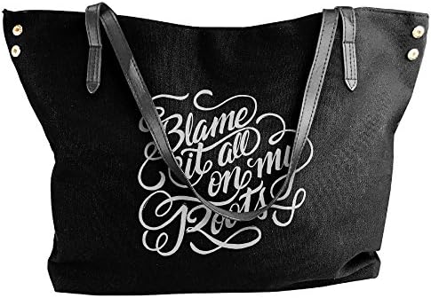 Blame It All On My Roots Women Canvas Stripe Handbag Cross Body Shoulder Bags Tote Satchel Messenger Bag