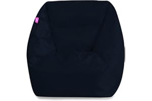 Posh Creations Bean Bag Chair Structured Seat for Kids, Teens and Adults, Comfy Chair for Gaming, Reading and Watching TV, Coronado Chair, Microsuede - Navy Blue