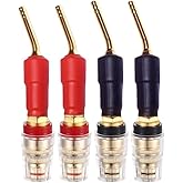 Funayama Pin Banana Plug to 4mm Female Banana Jack Speaker Wire, 4 Pack Gold Plated Banana Plugs, Speaker Amplifier Bindling Post Terminal Connectors