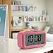 Peakeep Digital Alarm Clock with 2 Alarms for Workdays, Indoor Temperature and Smart Night Light, Battery Operated Only (Pink)