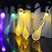 Binval 2-Pack Solar Waterdrop String Lights for Outdoor Patio Lawn Landscape Garden Home Wedding Holiday and Christmas decorations[19.7feet - 6m - 30LED-Multi Color]