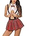 LeaLac Sexy Lingerie For Women School Girl Outfit Lingerie Cute Plaid Mini Skirt Set 659 White XL