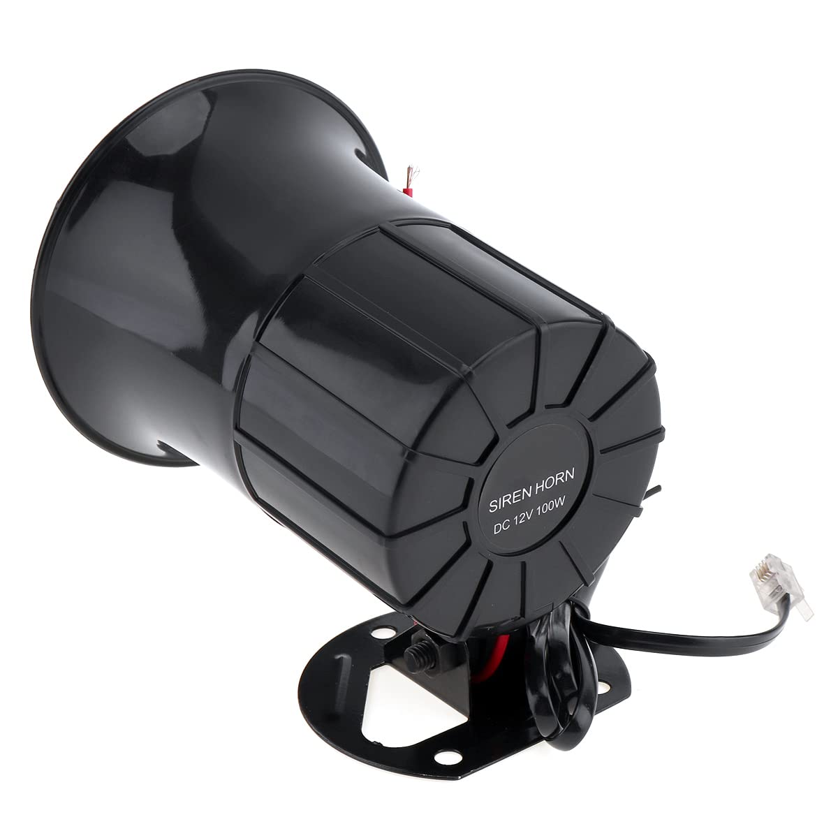 Wired Alarm Siren Horn, 100W 12V 6 Sound Car Truck Speaker Loud Siren Horn 120-150dB with MIC