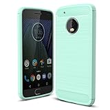 MOTO G5 Case, Landee Soft Silicon Resilient Shock Absorption and Carbon Fiber Design Protective Case for Motorola Moto G5 / Moto G (5th Generation)- Mint