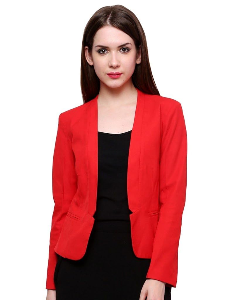 pannkh red solid women's blazer