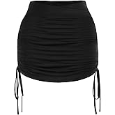 MakeMeChic Women's Plus Size Ruched Skirt Drawstring Side Bodycon Work Office Mini Skirts