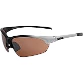 Raze Eyewear S-Wave Wrap Around Sports Sunglasses for Men or Women Black to White Gloss Frame w/High Definition Brown Lenses