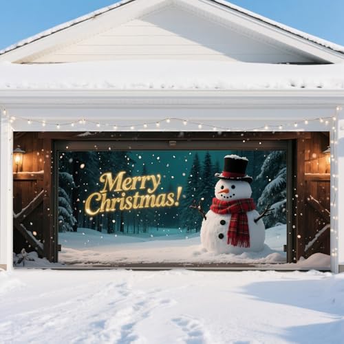 TTCHANG Christmas Garage Door Cover Merry Christmas Banner Large Garage Door Decorations for Indoor Outdoor Xmas Holiday Party Supplies,Snowman 7 x 16 ft at Amazon