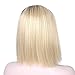 AISI HAIR Synthetic Bob Wig Ombre Blonde Wig Straight Hair Wigs for Black Women Side Part Two Color Wig Ombre Wig Heat Resistant Wigs