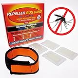 REPELLER MOSQUITO BAND + 4 FREE REFILLS All Natural Insect Repellent BUG BRACELET (Ticks, Flies, Fleas, Ticks, Gnats) DEET FREE NEOPRENE No Spray Pest Control Safe For Babies Kids GUARANTEED TO WORK