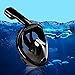 Full Face Snorkel Mask, Zeeshy 180º Panoramic View Diving Scuba Mask Easy breath with Anti-Fog and Anti-Leak with Adjustable Head Straps Design for Adults,Youth,kids ( BLACK-S/M )