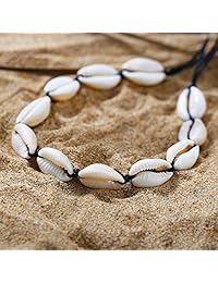 ATIMIGO Natural Shell Choker Handmade Rope Pearl Hawaii Beach Necklace Jewelry for Women Girls