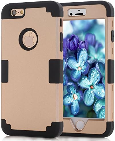 iPhone 6/6S 5.5 3in1 Hybrid Case for iPhone 6 plus/ 6S plus Case Shockproof Hard Cover PC + Soft Silicone Interior Scratch Protective Combo Cases Covers for iPhone 6 plus/ 6S plus (Gold + Black)