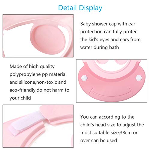 Baby Shower Cap KATOOM Shampoo Shower Cap Bathing Protector Wash Hair Shield Adjustable Visor Hat with Ear Protection for Toddler Kids Children (Pink)